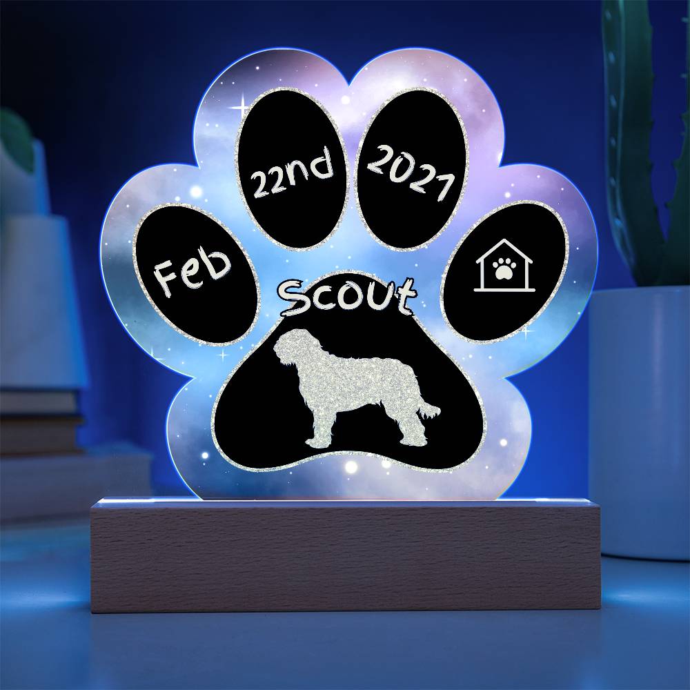 Otterhound personalized Gotcha Day acrylic dog plaque - 7" paw print keepsake