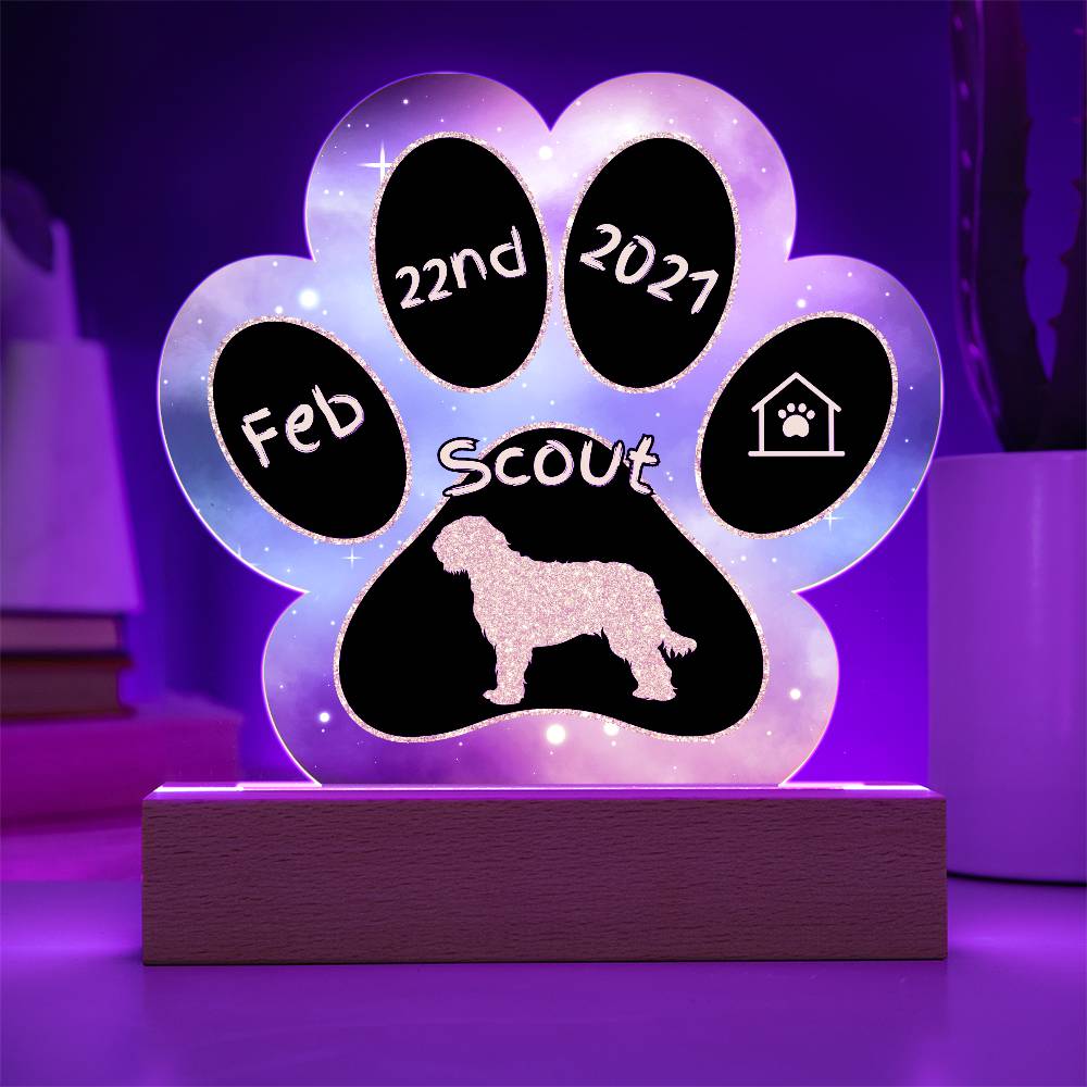 Otterhound personalized Gotcha Day acrylic dog plaque - 7" paw print keepsake