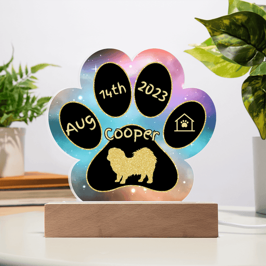 Pekingese personalized Gotcha Day acrylic dog plaque - 7" paw print gift