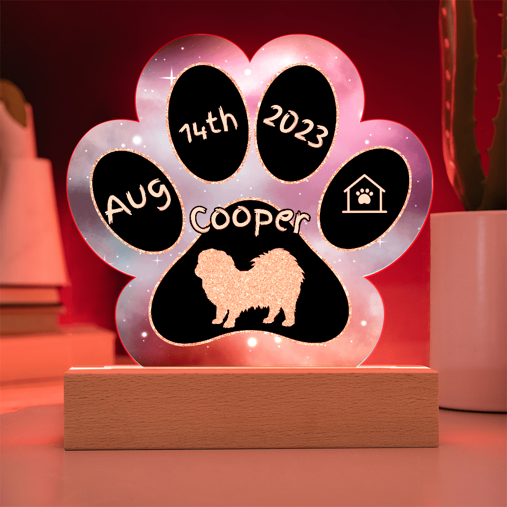 Pekingese personalized Gotcha Day acrylic dog plaque - 7" paw print gift