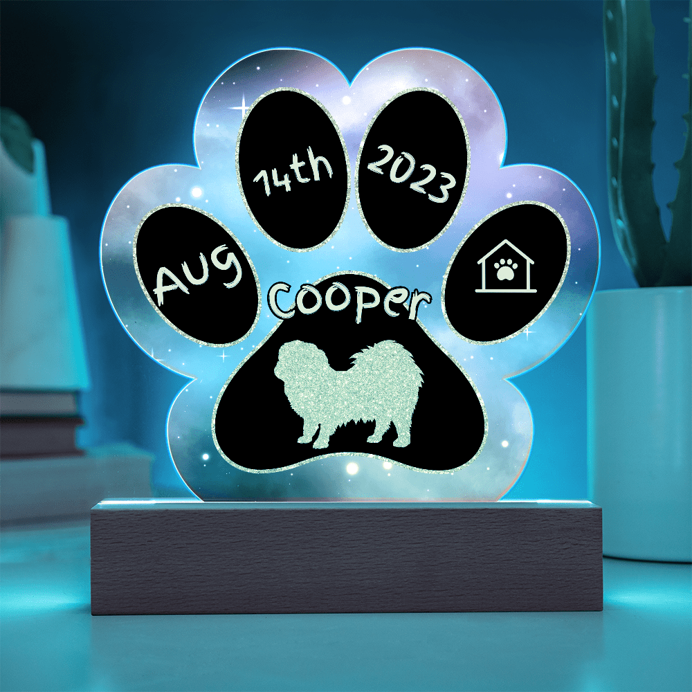 Pekingese personalized Gotcha Day acrylic dog plaque - 7" paw print gift