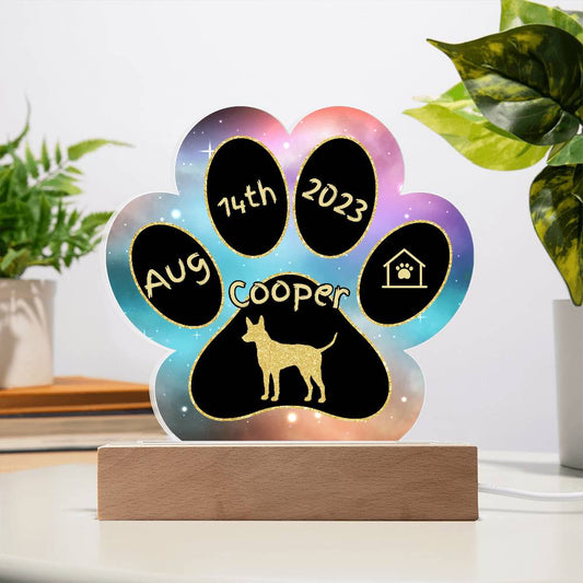 Pharaoh Hound personalized Gotcha Day acrylic dog plaque - 7" paw print gift