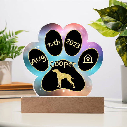 Pointer personalized Gotcha Day acrylic dog plaque - 7" paw print gift