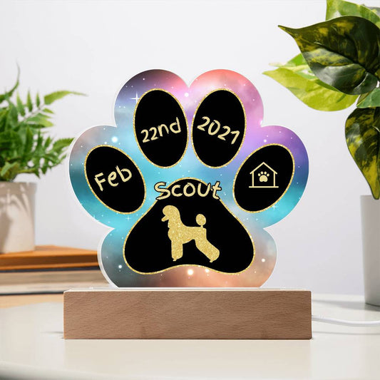 Poodle personalized Gotcha Day acrylic dog plaque - 7" paw print gift