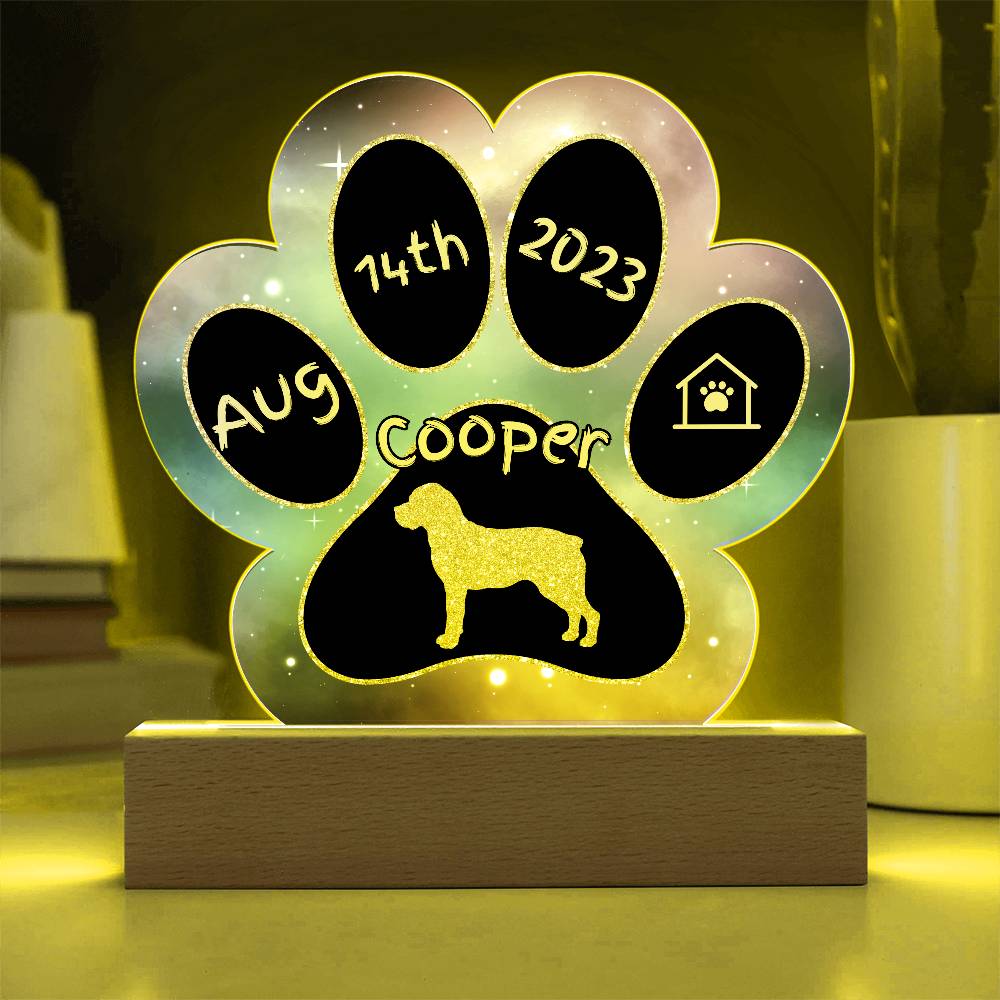 7" Acrylic Paw Print Plaque - Portuguese Pointer - Custom Dog Adoption Gift for Pointer Dog Parents