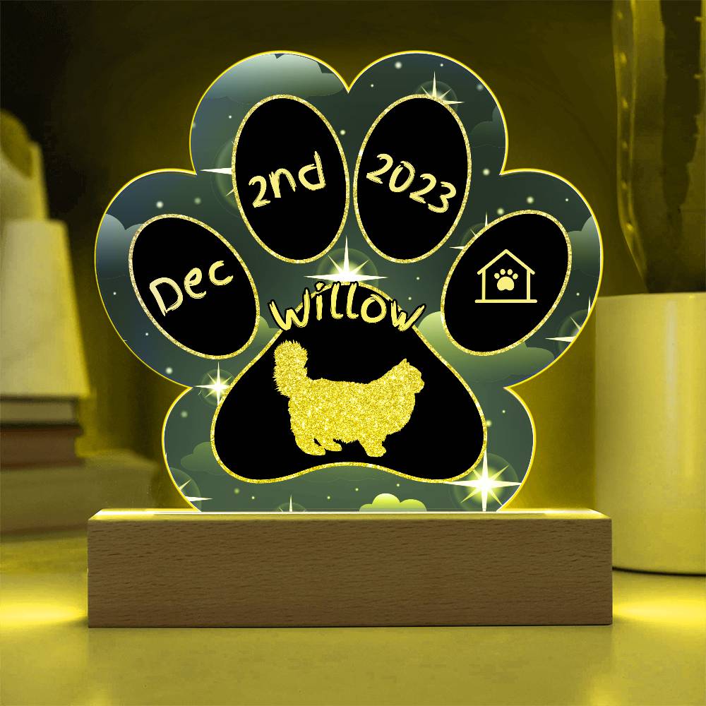 Ragdoll Cat Gotcha Day Plaque - Personalized 7" LED Acrylic Paw Print Home Décor Gift