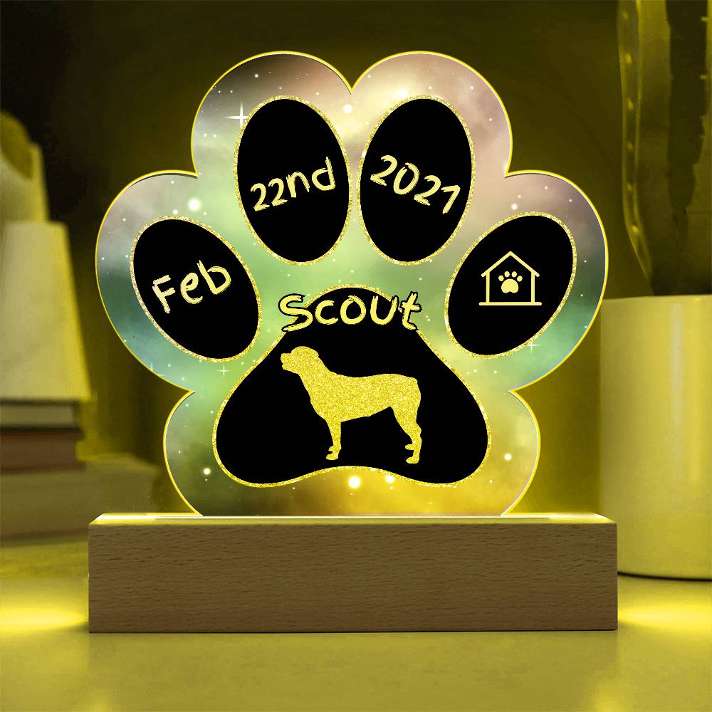 Rottweiler personalized Gotcha Day acrylic dog plaque - 7" paw print keepsake