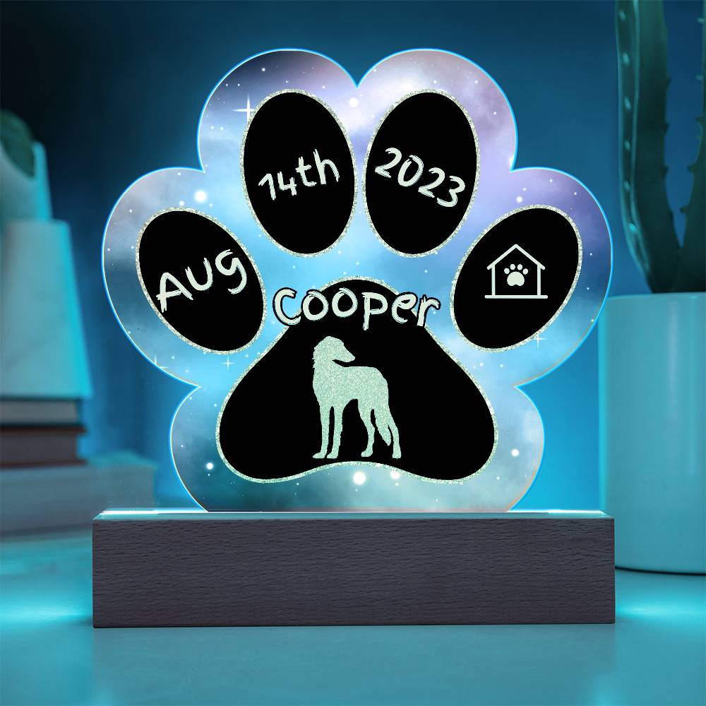 Saluki Gotcha Day plaque - personalized 7" acrylic dog keepsake
