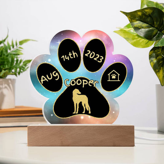 Saluki Gotcha Day plaque - personalized 7" acrylic dog keepsake