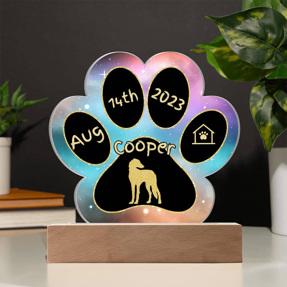 Saluki Gotcha Day plaque - personalized 7" acrylic dog keepsake