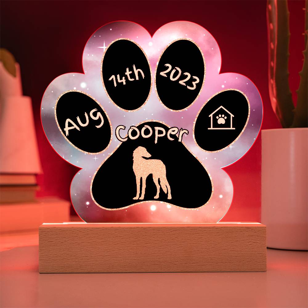 7" Acrylic Paw Print Plaque - Saluki - Custom Pet Memorial or Gotcha Day Gift for Saluki Owners