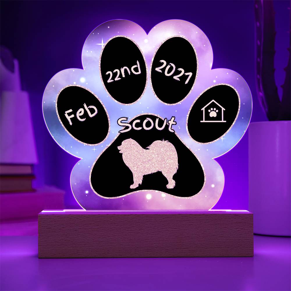 Samoyed personalized Gotcha Day acrylic dog plaque - 7" paw print gift