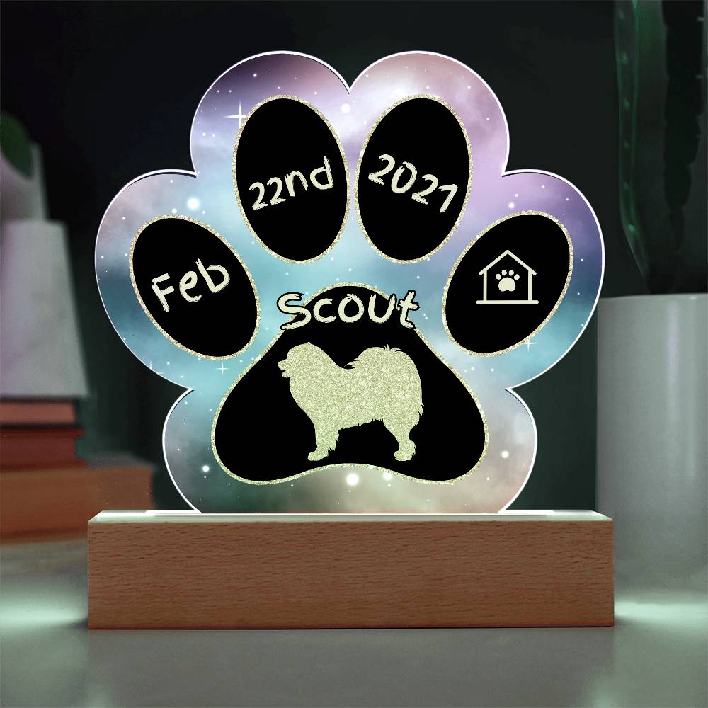 Samoyed personalized Gotcha Day acrylic dog plaque - 7" paw print gift