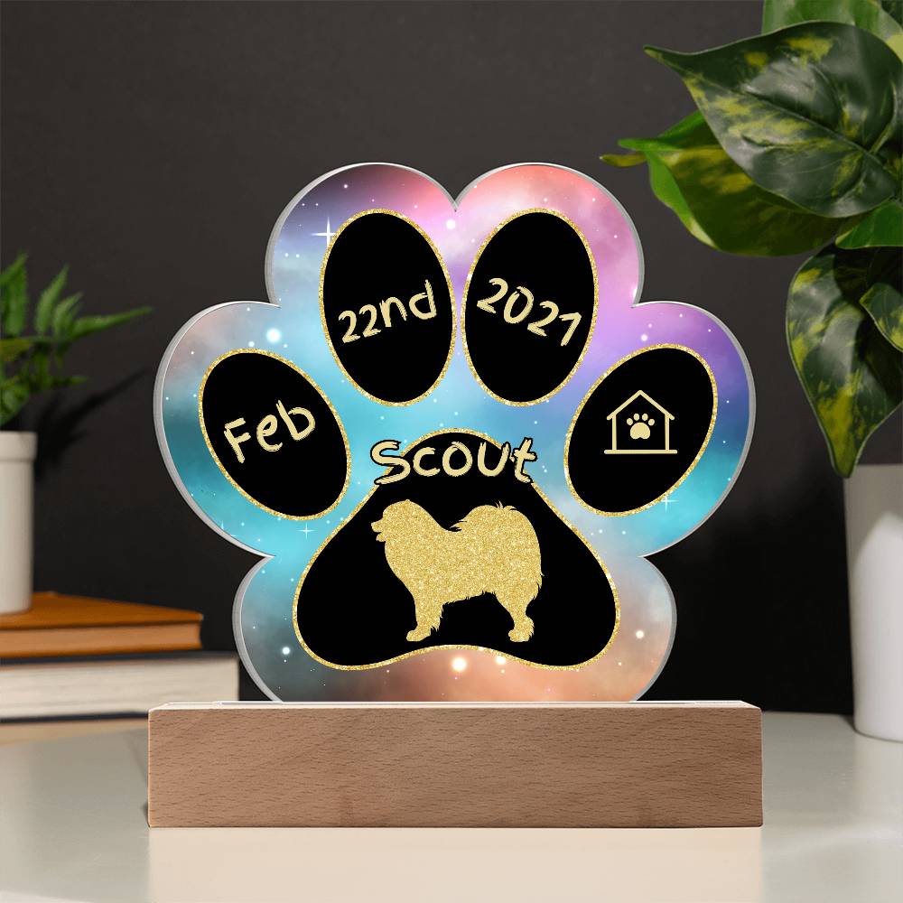 Samoyed personalized Gotcha Day acrylic dog plaque - 7" paw print gift
