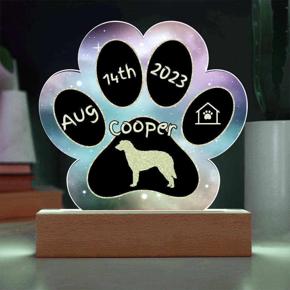 Scottish Deerhound personalized Gotcha Day acrylic dog plaque - 7" paw print gift