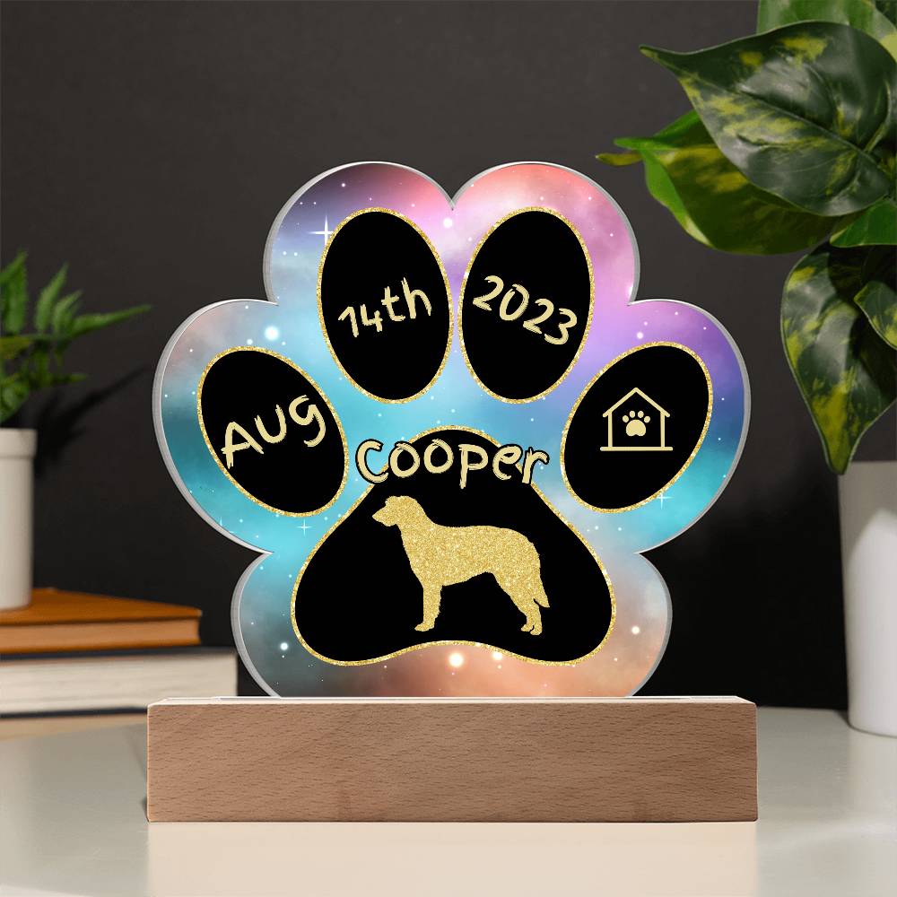 Scottish Deerhound personalized Gotcha Day acrylic dog plaque - 7" paw print gift