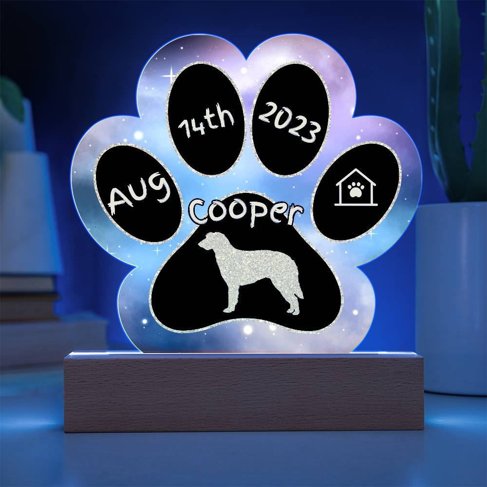 Scottish Deerhound personalized Gotcha Day acrylic dog plaque - 7" paw print gift