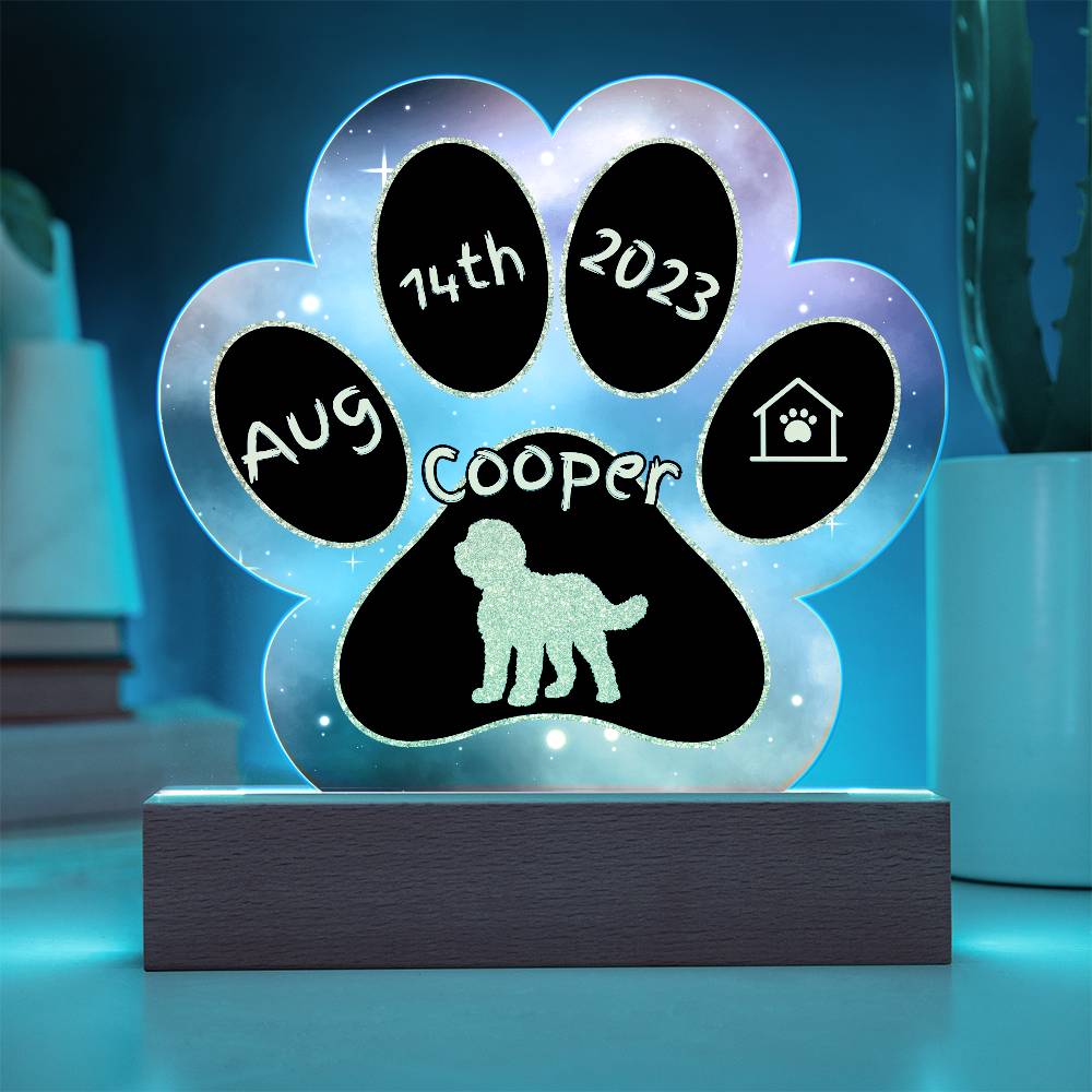 Sheepadoodle Gotcha Day plaque - personalized 7" acrylic dog keepsake