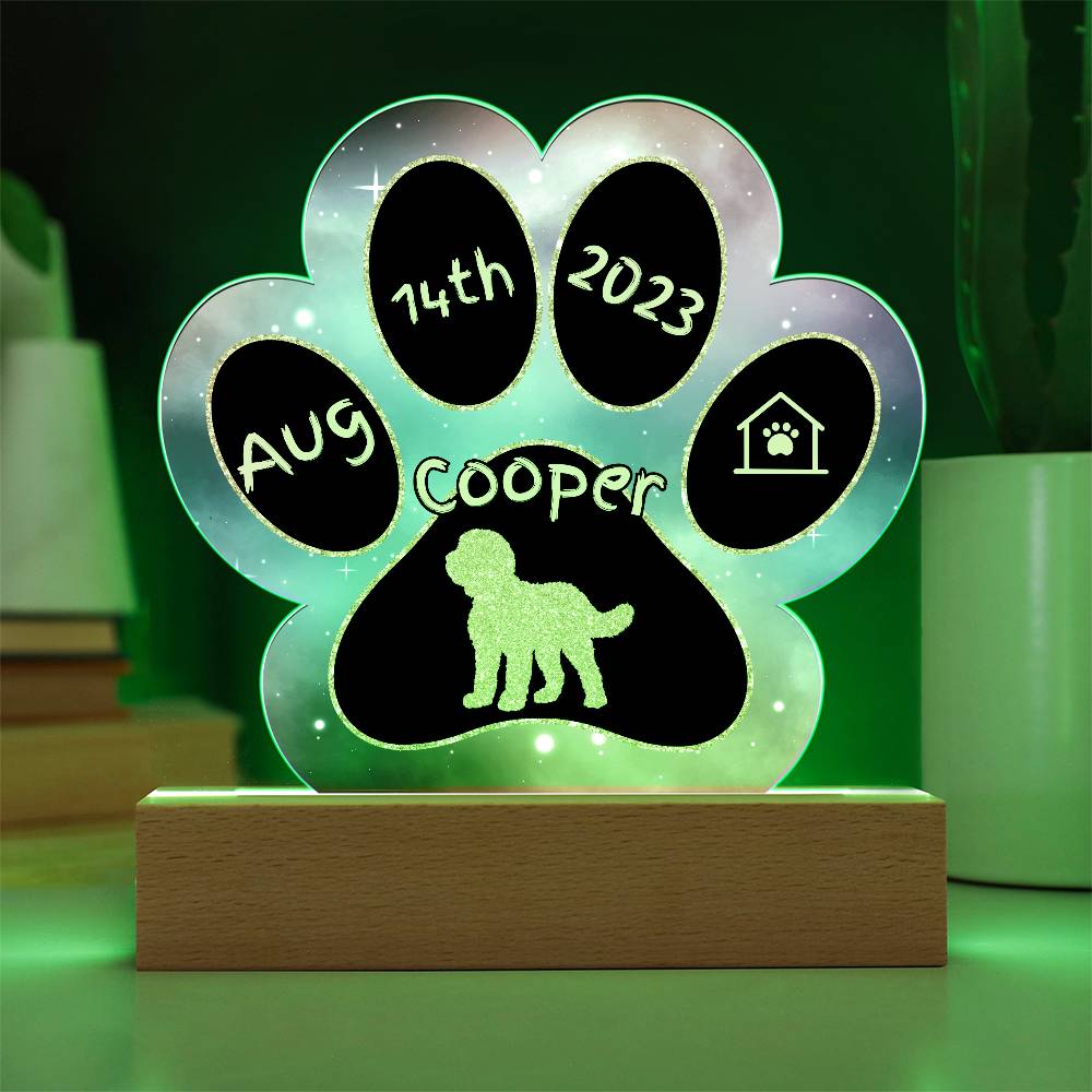 Sheepadoodle Gotcha Day plaque - personalized 7" acrylic dog keepsake