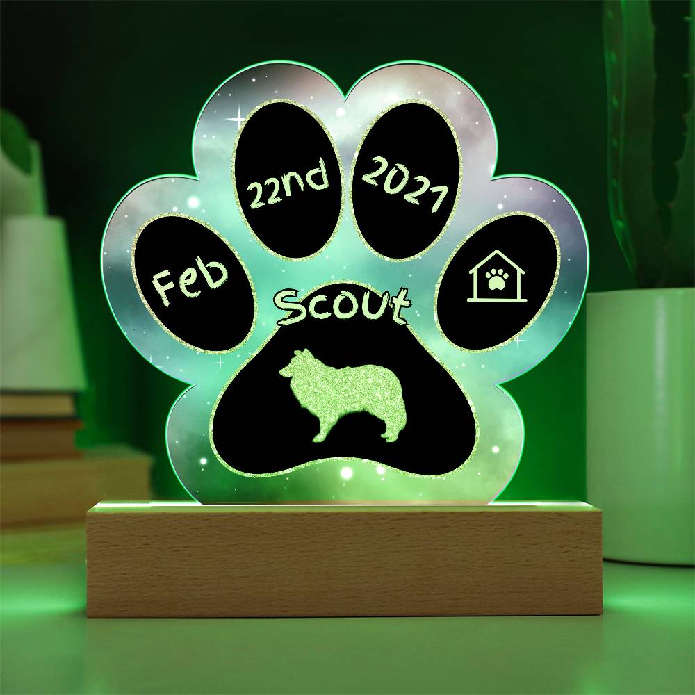 Shetland Sheepdog personalized Gotcha Day acrylic dog plaque - 7" paw print gift
