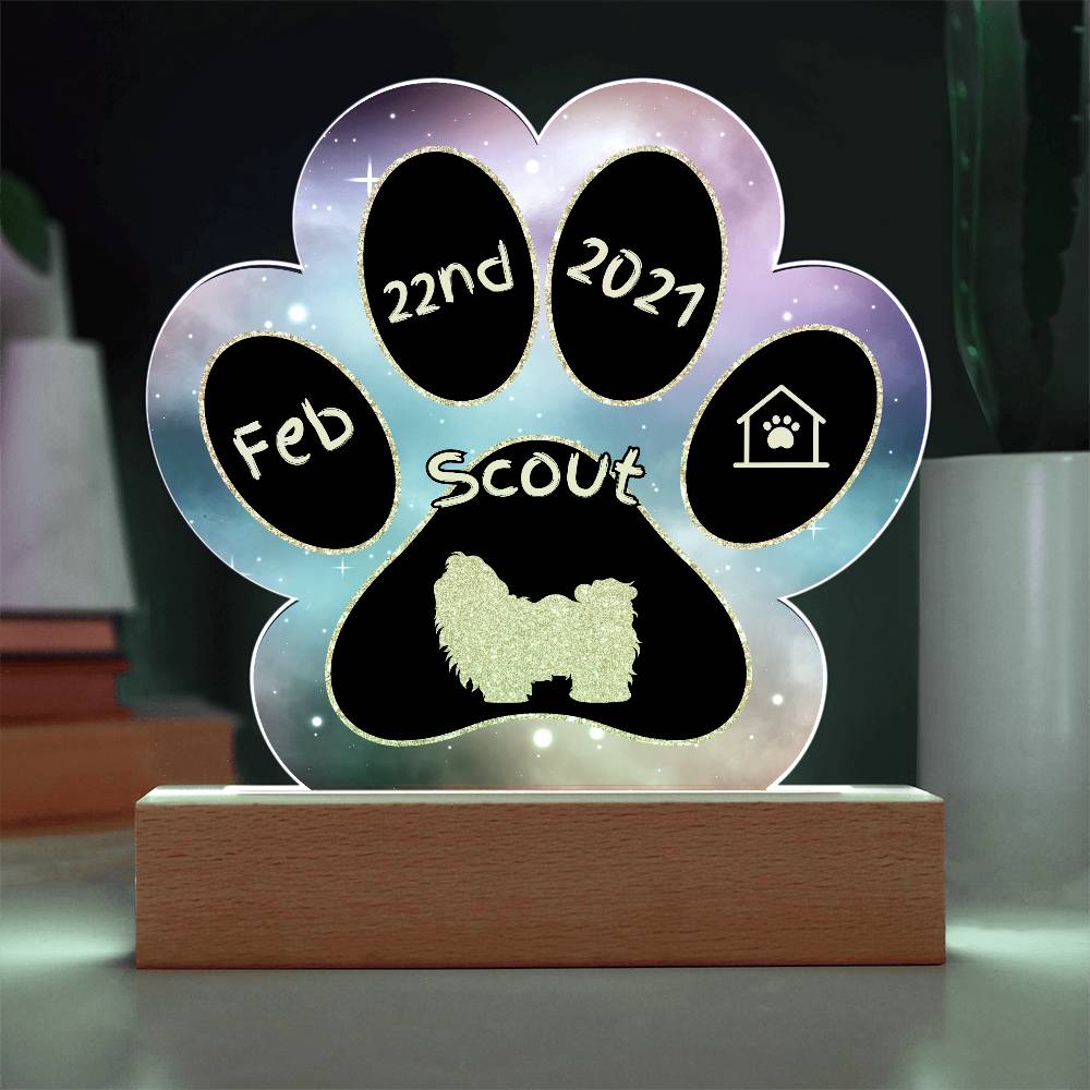 Shih Tzu personalized Gotcha Day acrylic dog plaque - 7" paw print gift