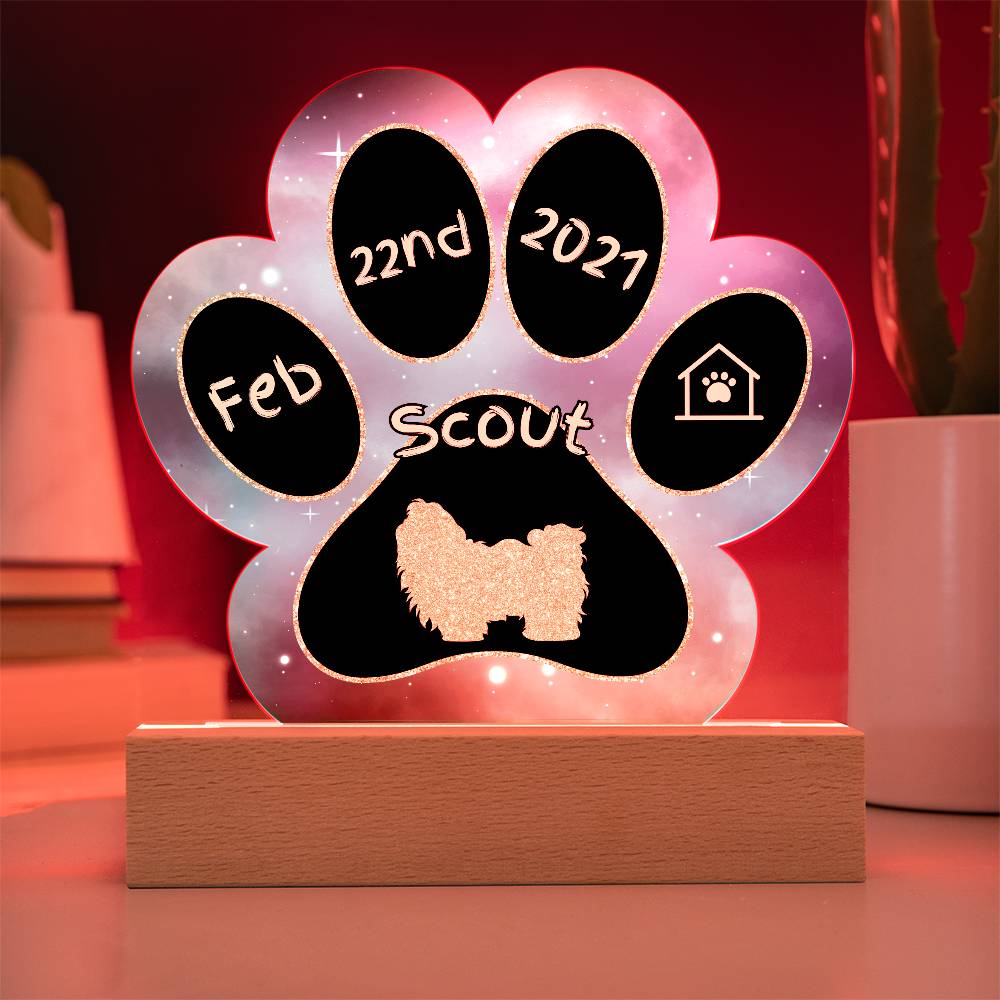 Shih Tzu personalized Gotcha Day acrylic dog plaque - 7" paw print gift