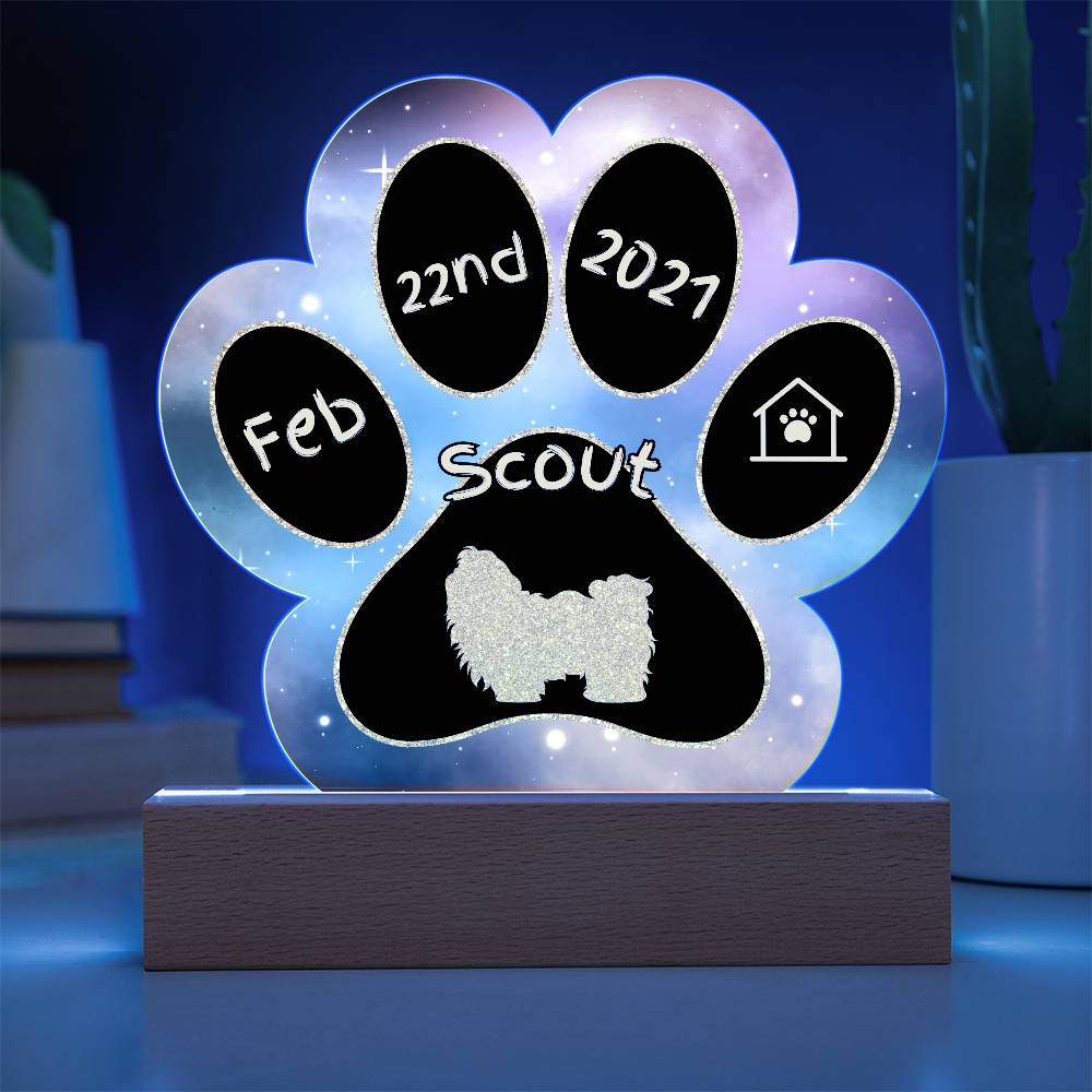 Shih Tzu personalized Gotcha Day acrylic dog plaque - 7" paw print gift