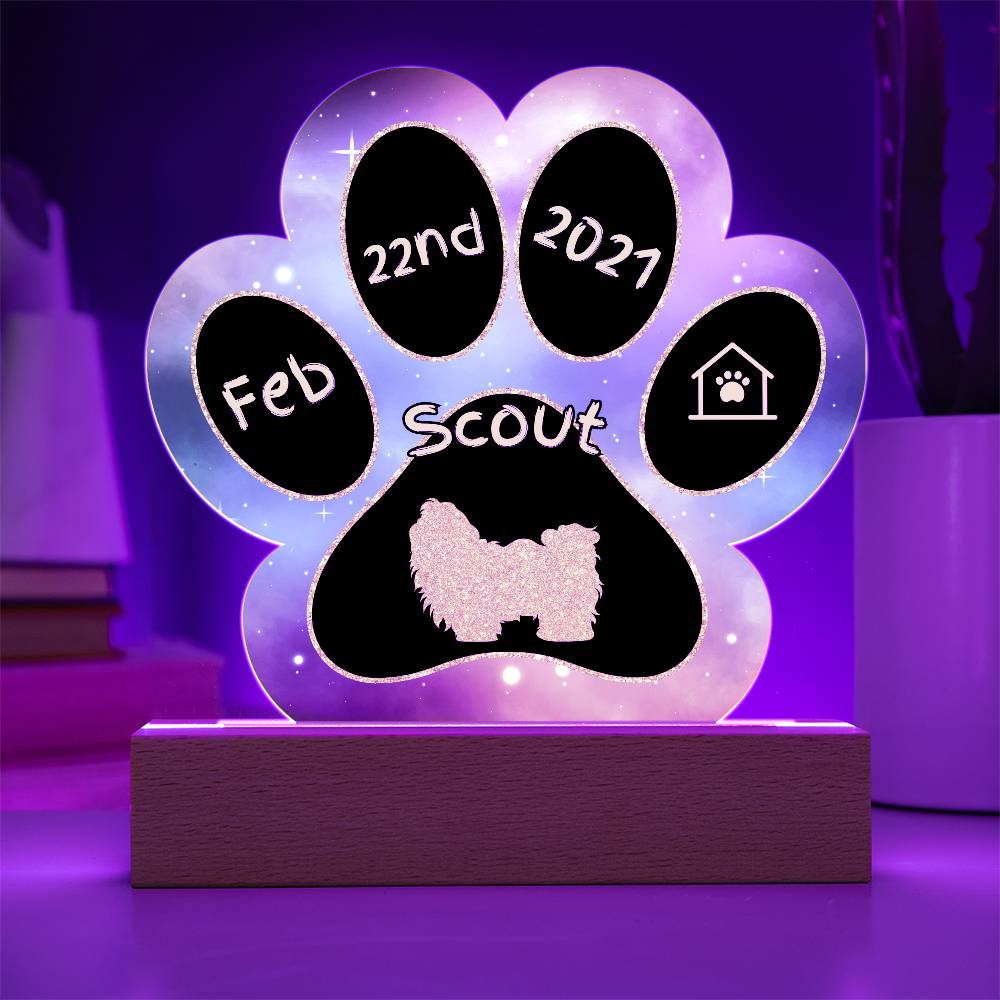 Shih Tzu personalized Gotcha Day acrylic dog plaque - 7" paw print gift