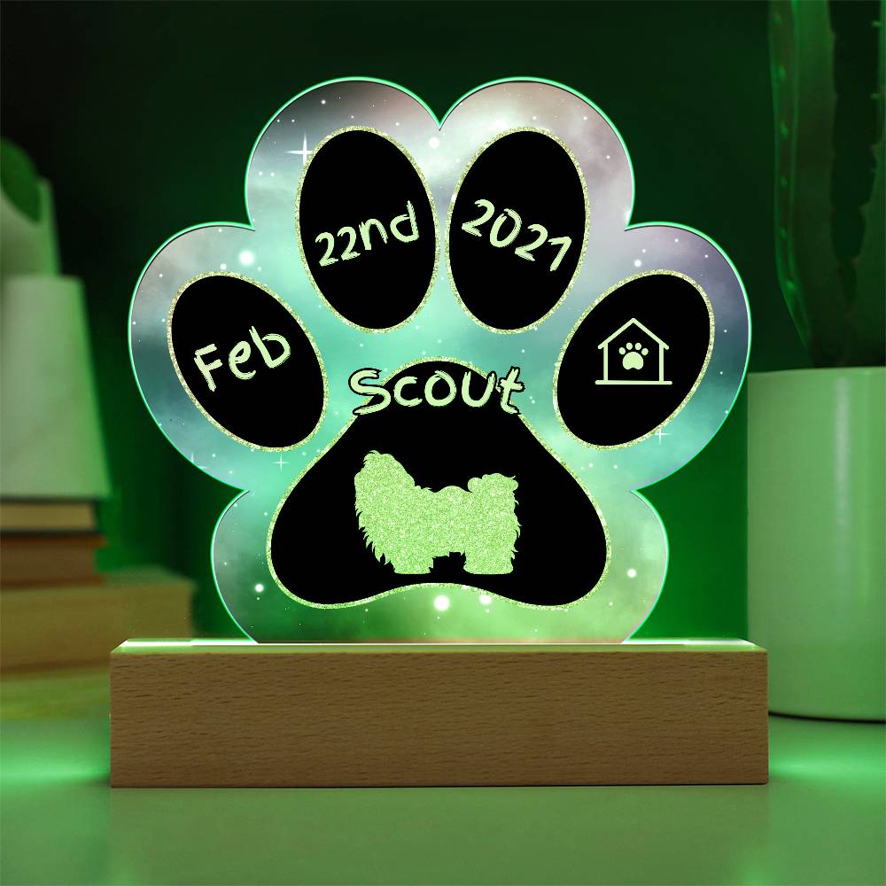 Shih Tzu personalized Gotcha Day acrylic dog plaque - 7" paw print gift