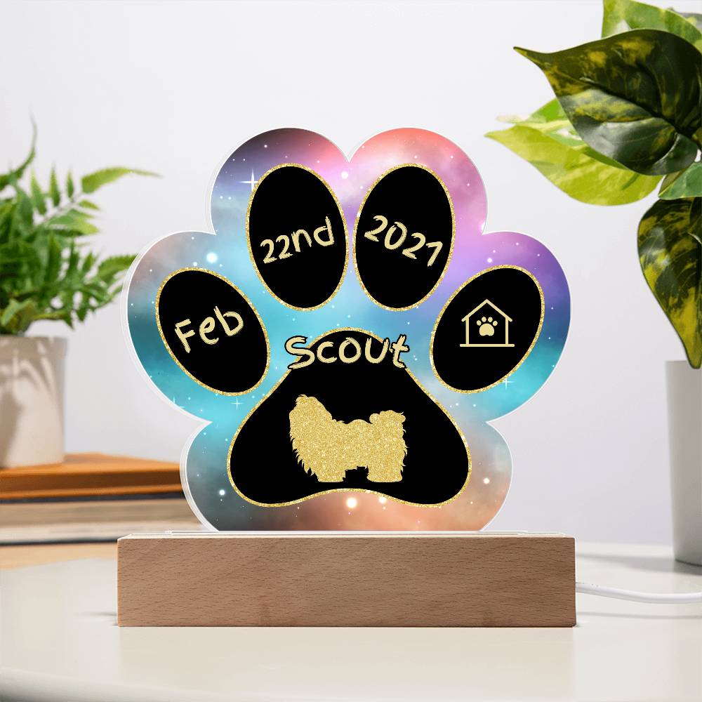 Shih Tzu personalized Gotcha Day acrylic dog plaque - 7" paw print gift