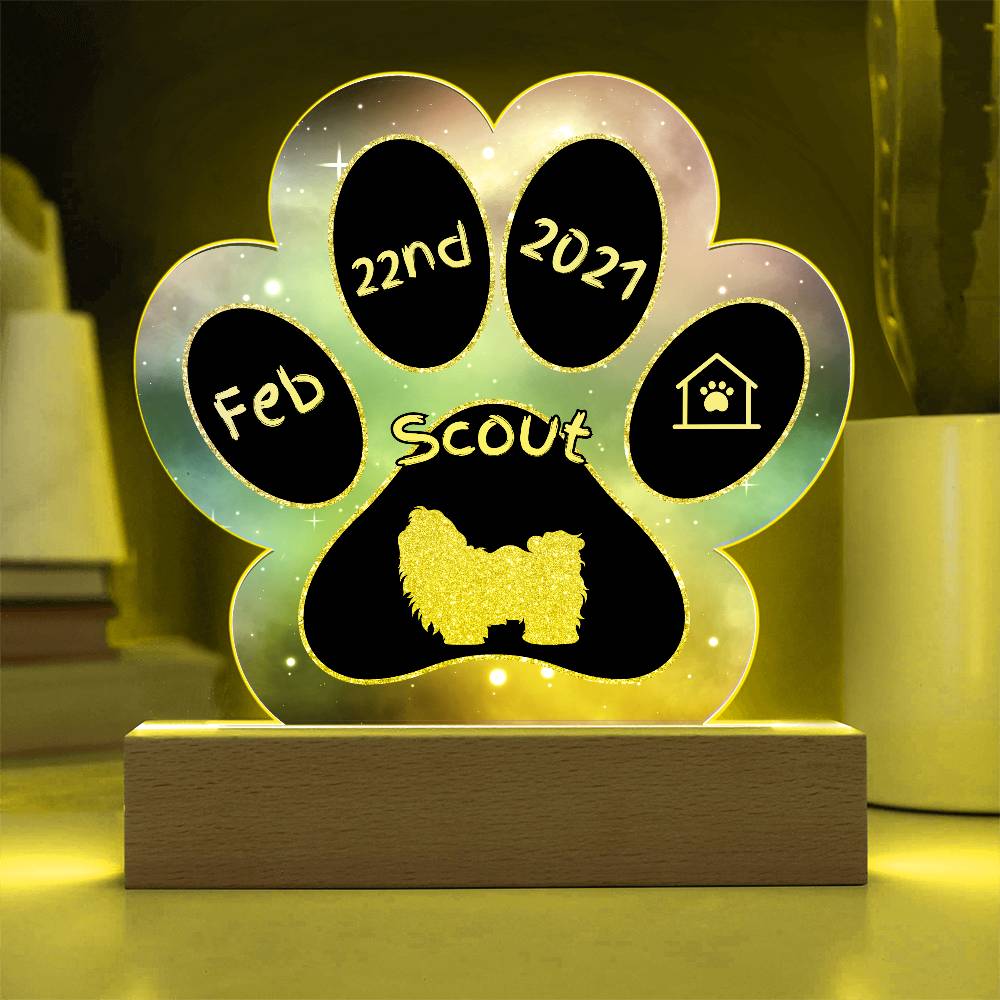 Shih Tzu personalized Gotcha Day acrylic dog plaque - 7" paw print gift