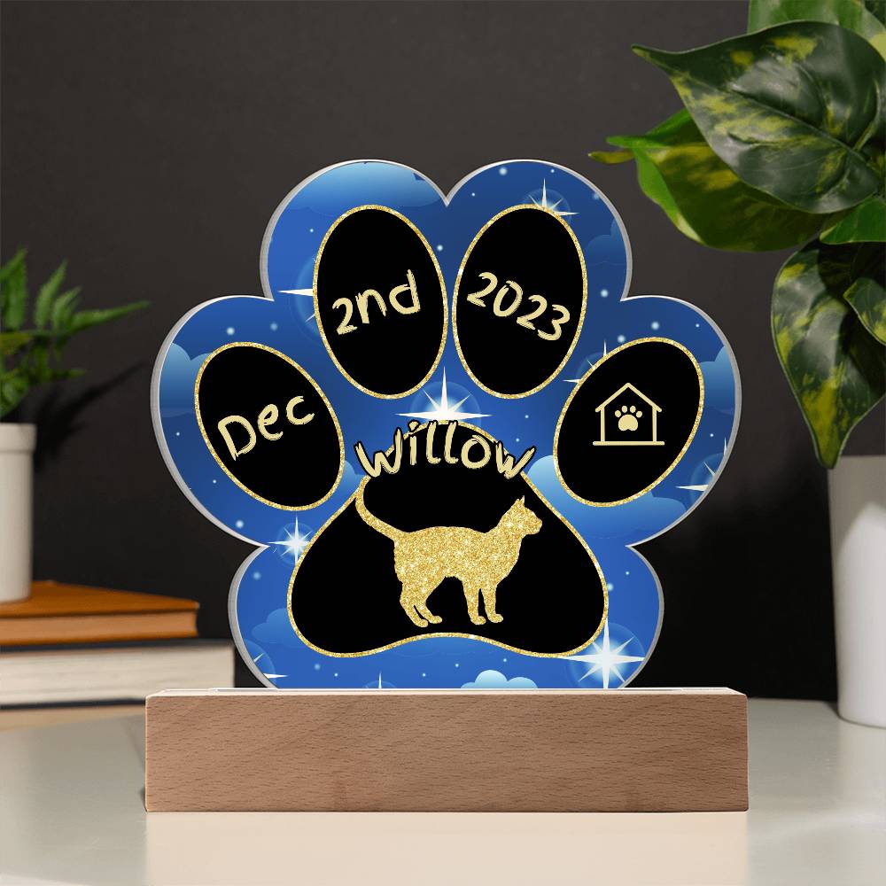 Singapura Cat Gotcha Day Plaque - Personalized 7" LED Acrylic Paw Print Keepsake Gift