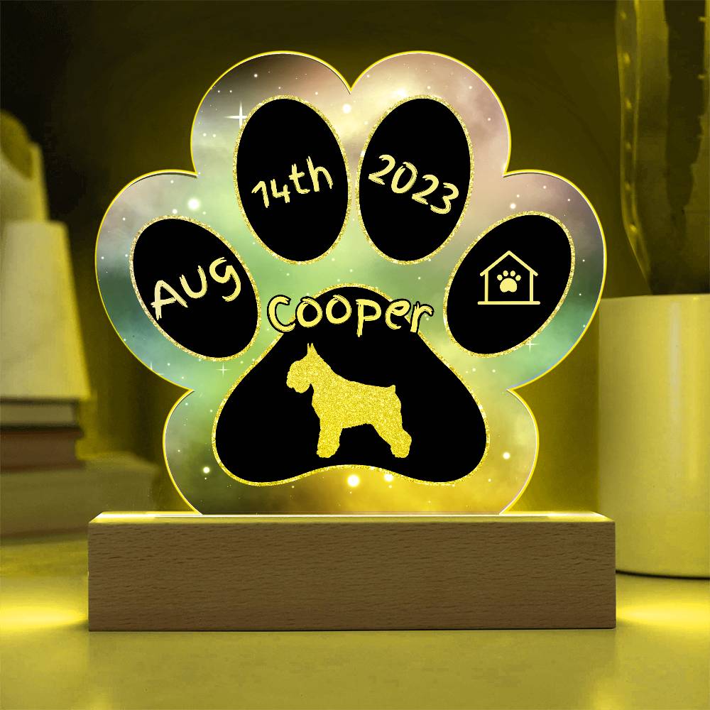 Standard Schnauzer personalized Gotcha Day acrylic dog plaque - 7" paw print gift