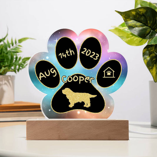 Sussex Spaniel Gotcha Day plaque - personalized 7" acrylic dog keepsake