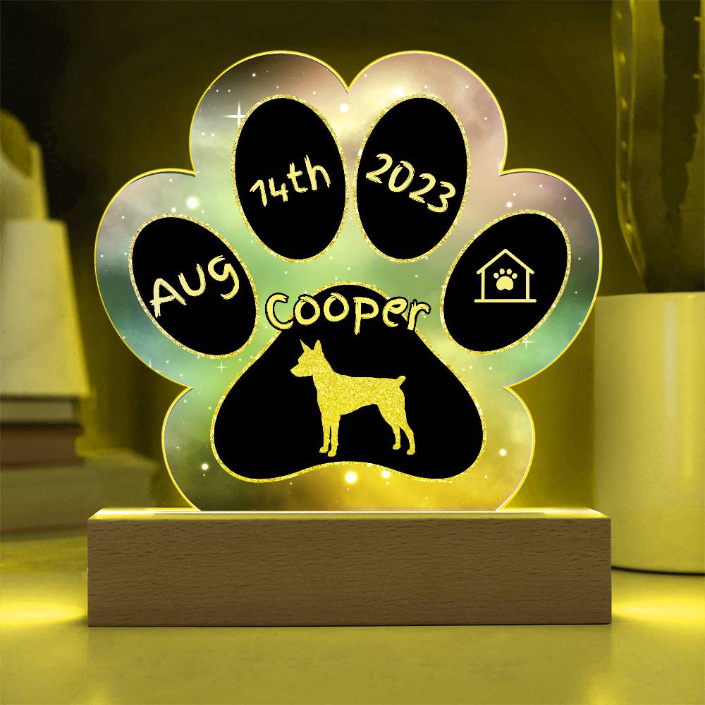 Toy Fox Terrier personalized Gotcha Day acrylic dog plaque - 7" paw print gift