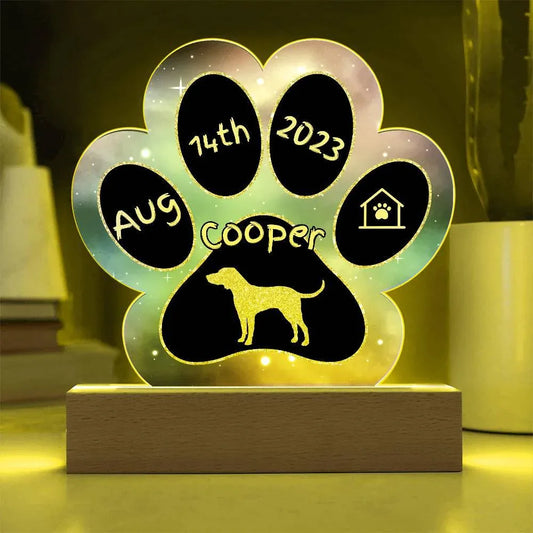 Shop our vizsla personalized dog gotcha day acrylic paw print plaque featuring the Battery Powered LED Base style option from MySisterIsASurvivor.