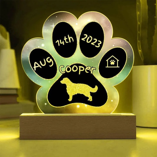 Shop our welsh springer spaniel personalized dog gotcha day acrylic paw print plaque featuring the Battery Powered LED Base style option from MySisterIsASurvivor.