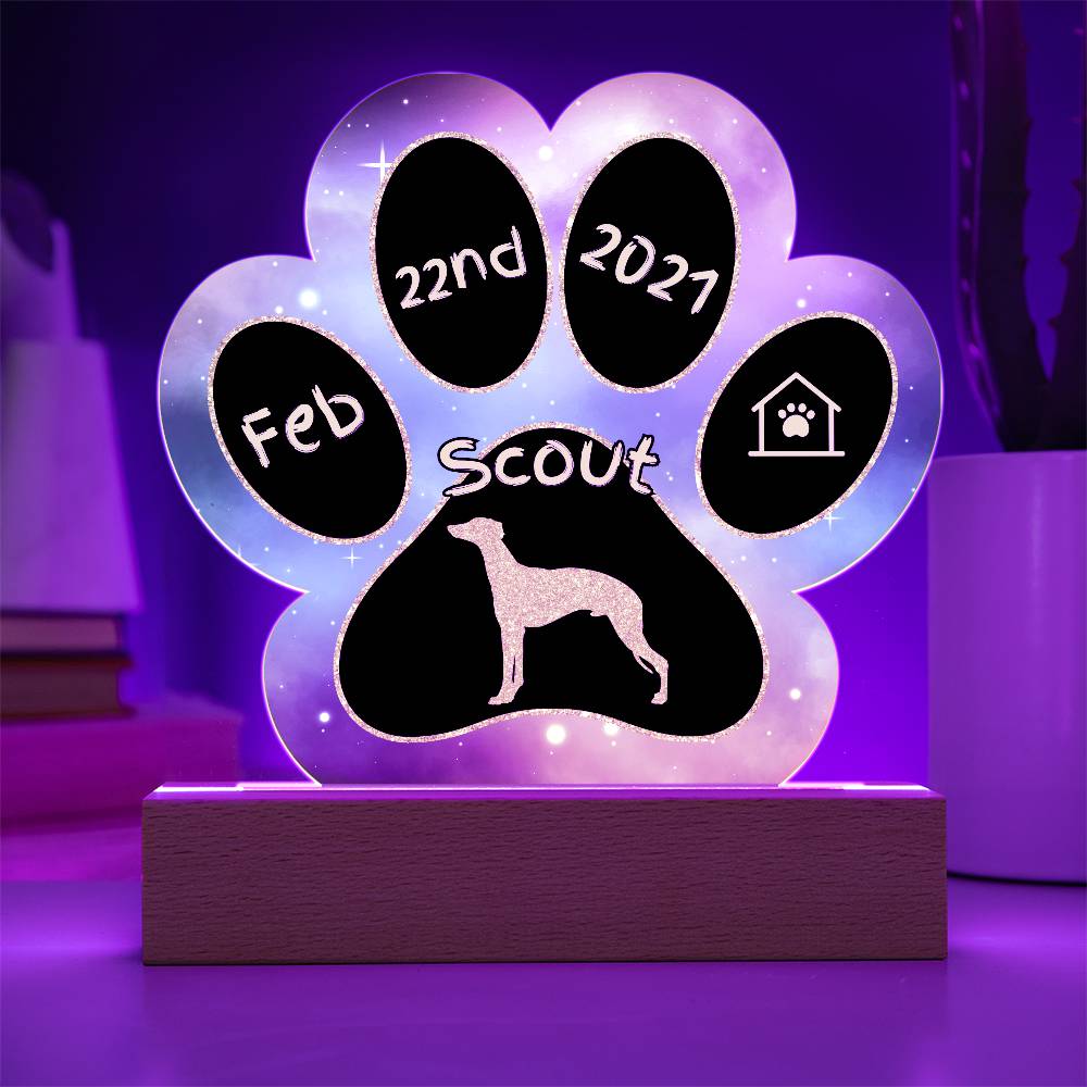 Whippet personalized Gotcha Day acrylic dog plaque - 7" paw print gift