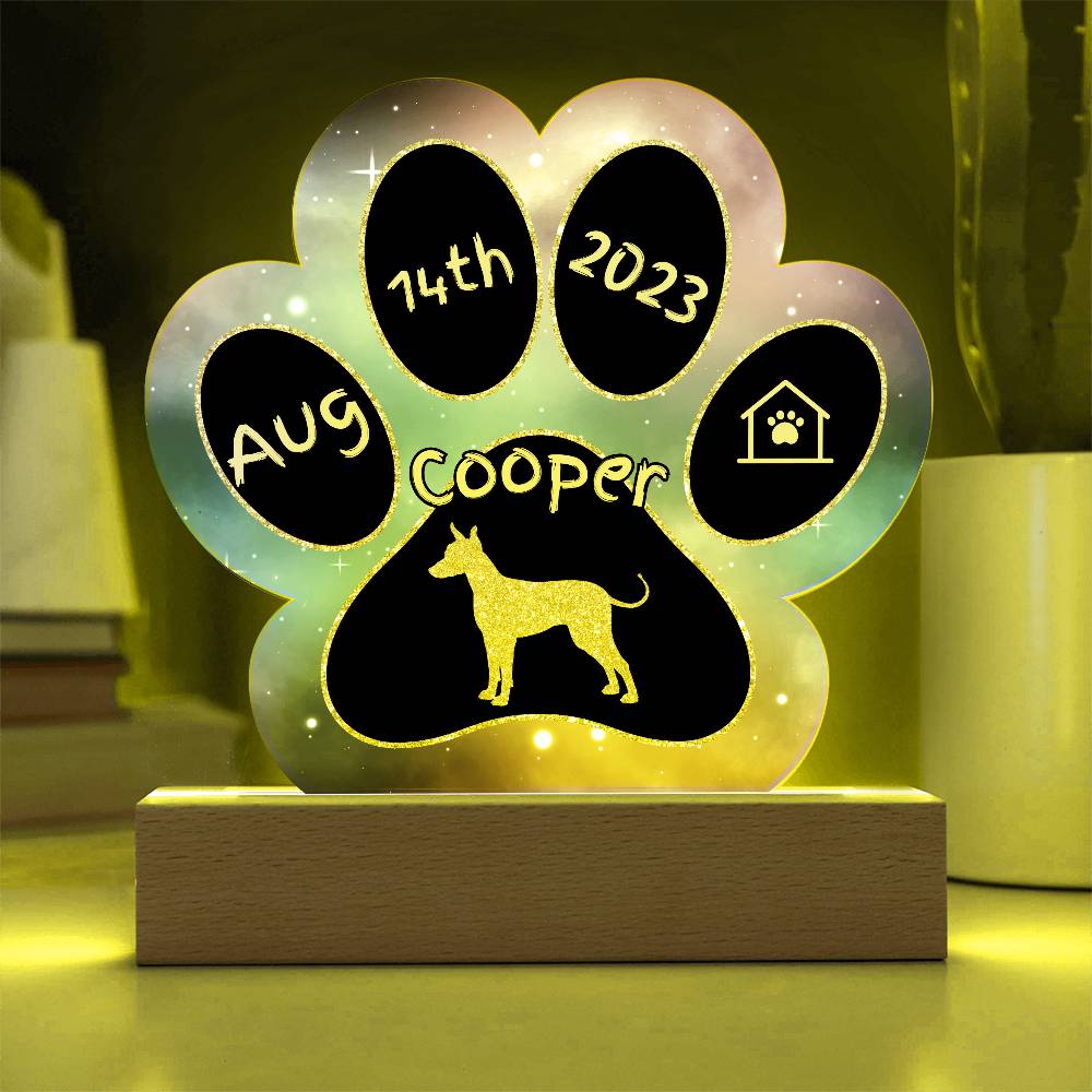 Xoloitzcuintli personalized Gotcha Day acrylic dog plaque - 7" paw print gift