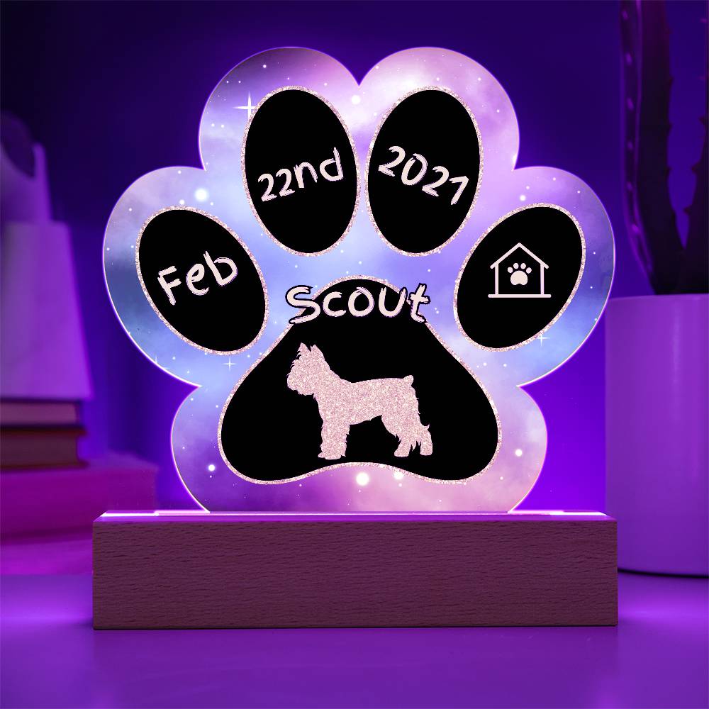 Yorkshire Terrier personalized Gotcha Day acrylic dog plaque - 7" paw print gift