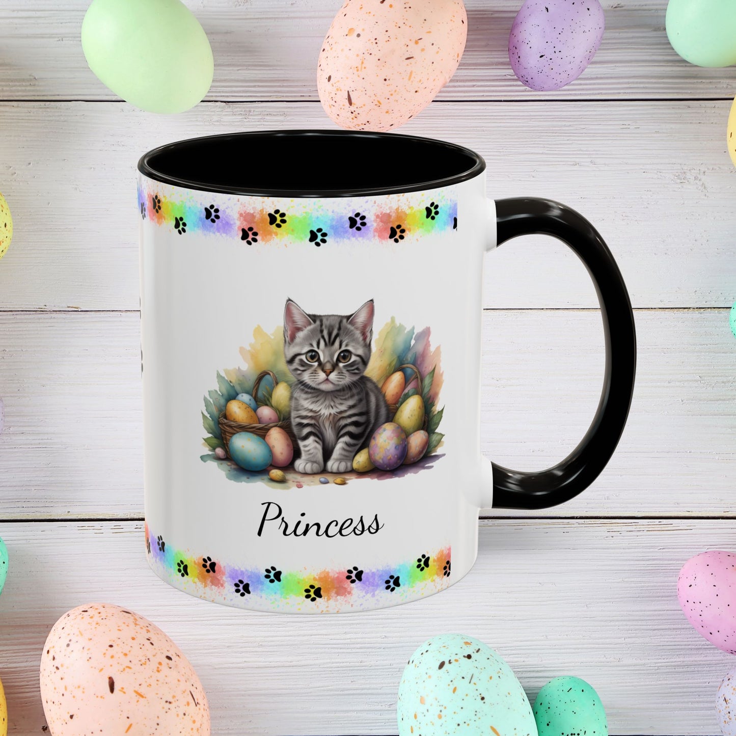 American Shorthair Easter kitten coffee mug, personalized cute cat gift for mental health support, cozy drinkware