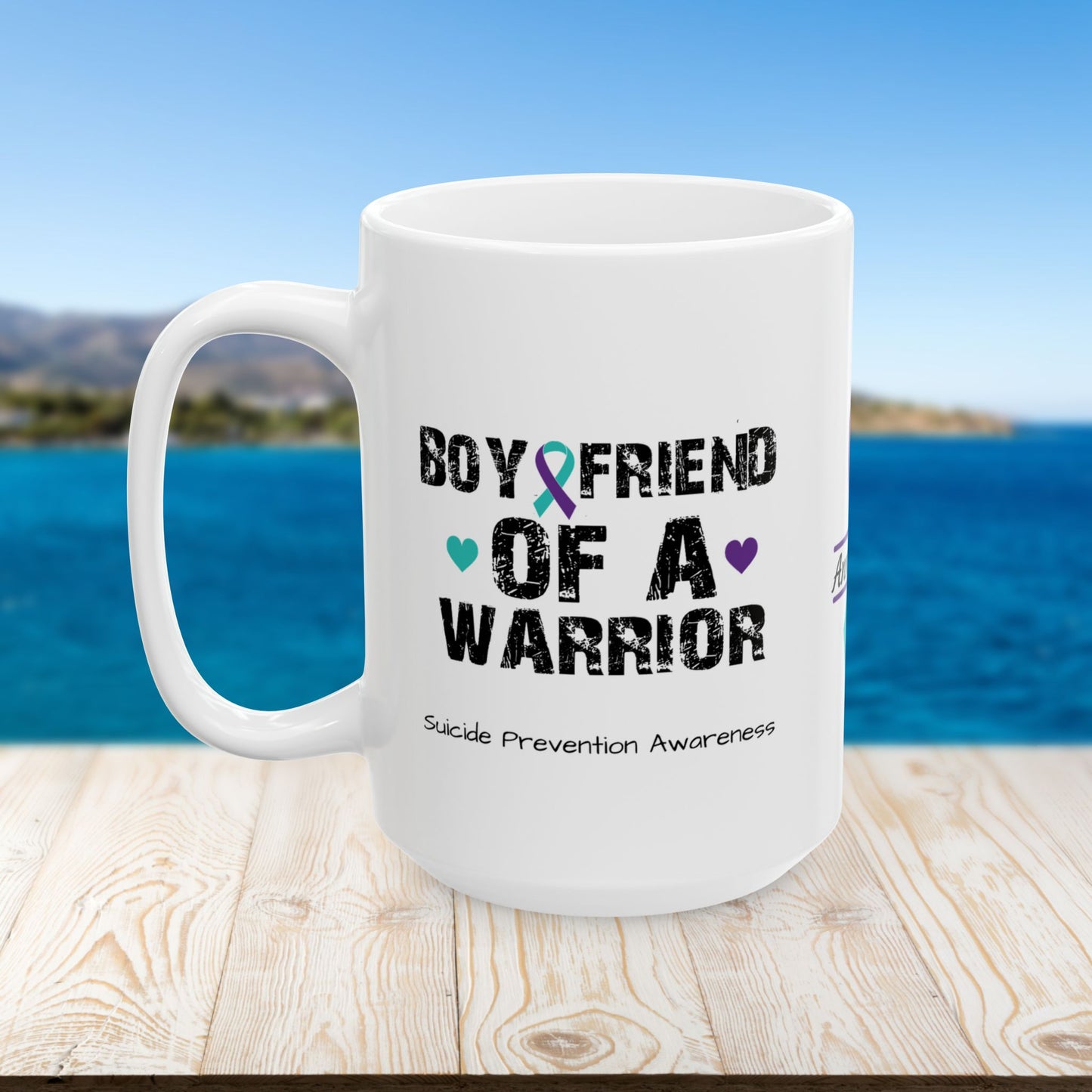 Boyfriend of a Warrior - Personalized Suicide Prevention Awareness Gift, Empowerment and Resilience Ceramic Mug, Support for Survivors