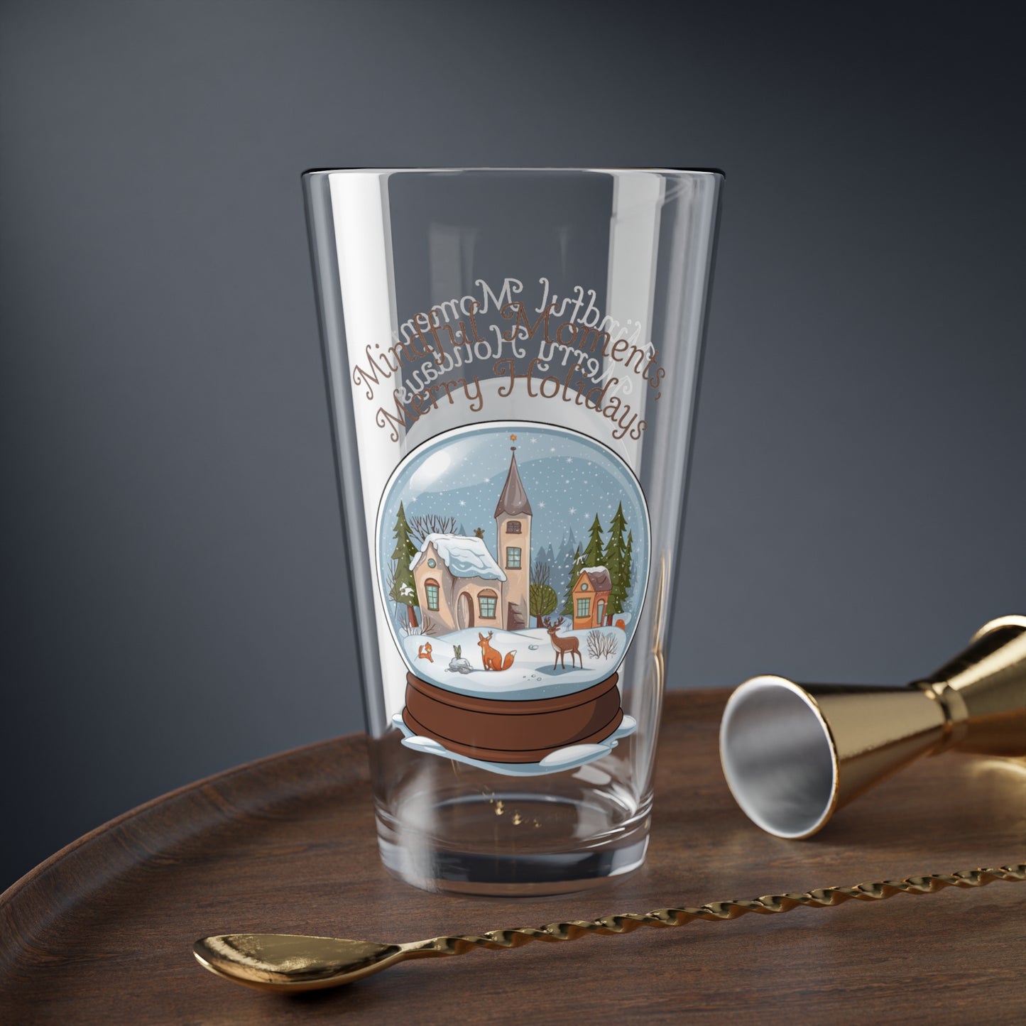 Mindful Moments, Merry Holidays, Christmas Pint Glass, 16oz