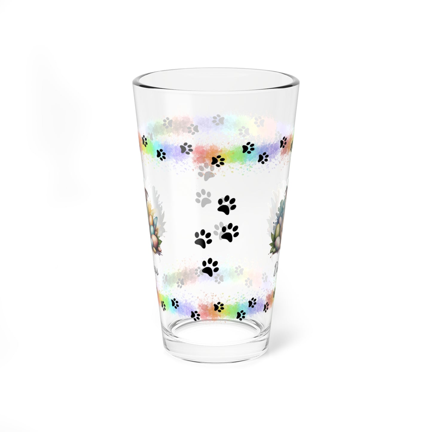 Pitbull (Brown) Personalized Easter Puppy 16oz Pint Glass - Custom Dog Design, Mental Health Gift, Easter Décor, and Festive Celebrations