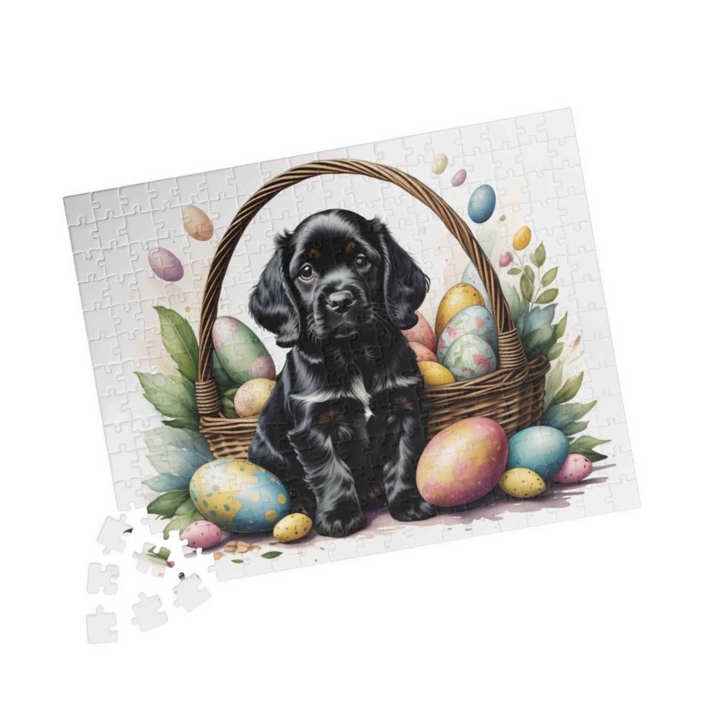 Cocker Spaniel (Black) Easter Puppy Puzzle - Dog Lovers, Mental Health Benefits, Holiday Fun, Mindfulness, Stress Relief, Festive Gift