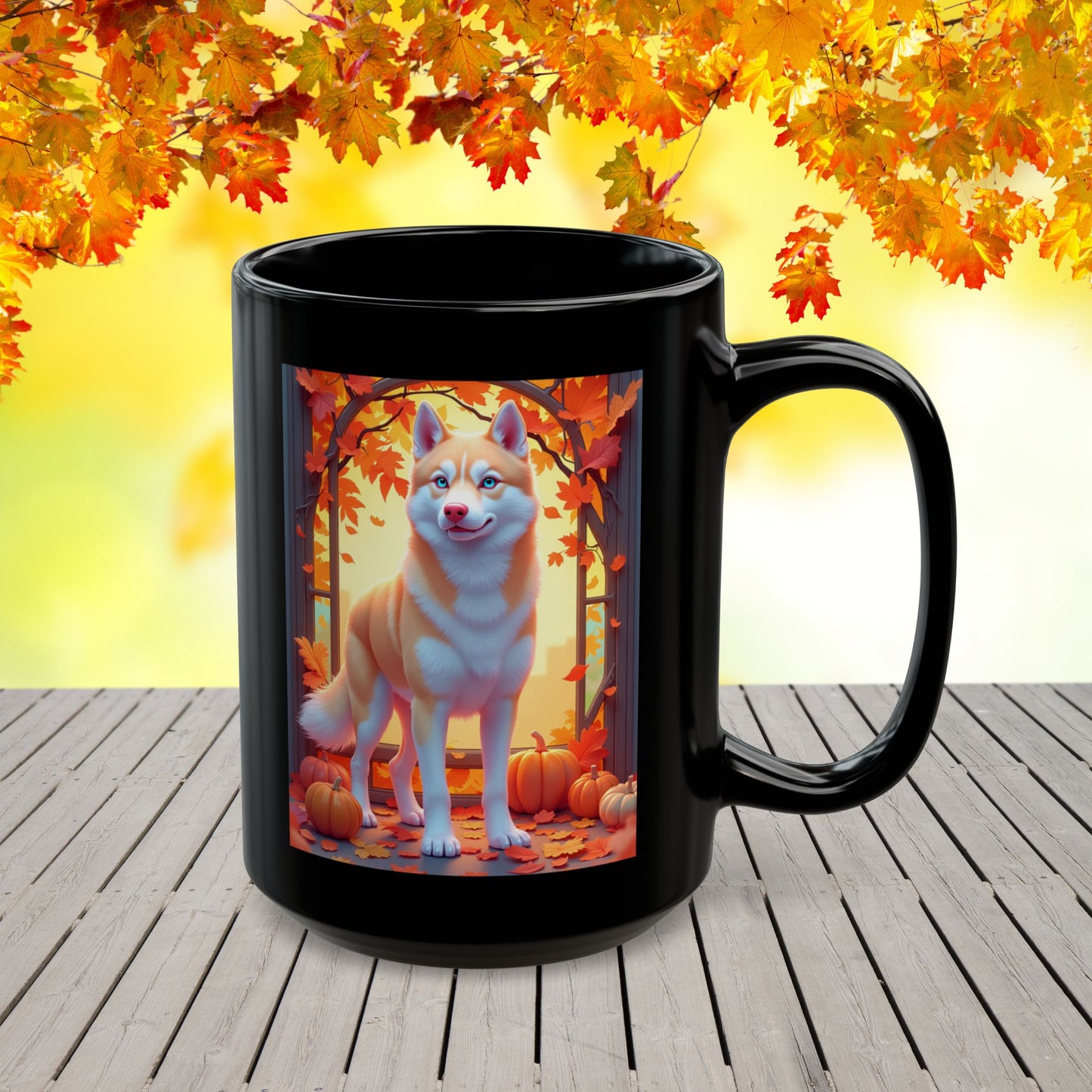 Siberian Husky Light Red (Blue Eyes) - Fall mug, personalized husky owner coffee cup for dog lovers