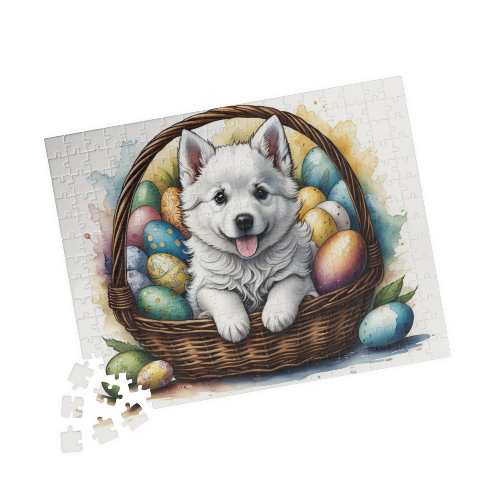 American Eskimo Easter Puppy Puzzle - Dog Lovers, Mental Health Benefits, Holiday Fun, Mindfulness, Stress Relief, Festive Gift