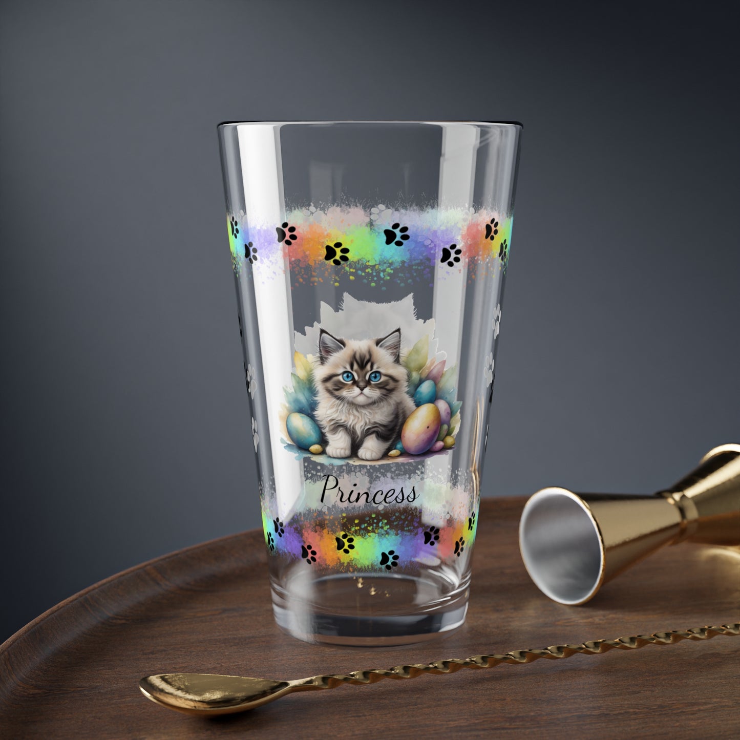 Ragdoll Easter Kitten 16oz Pint Glass - Personalized Cat-Themed Gift, Mental Health Drinkware, Holiday Décor & Easter Celebration