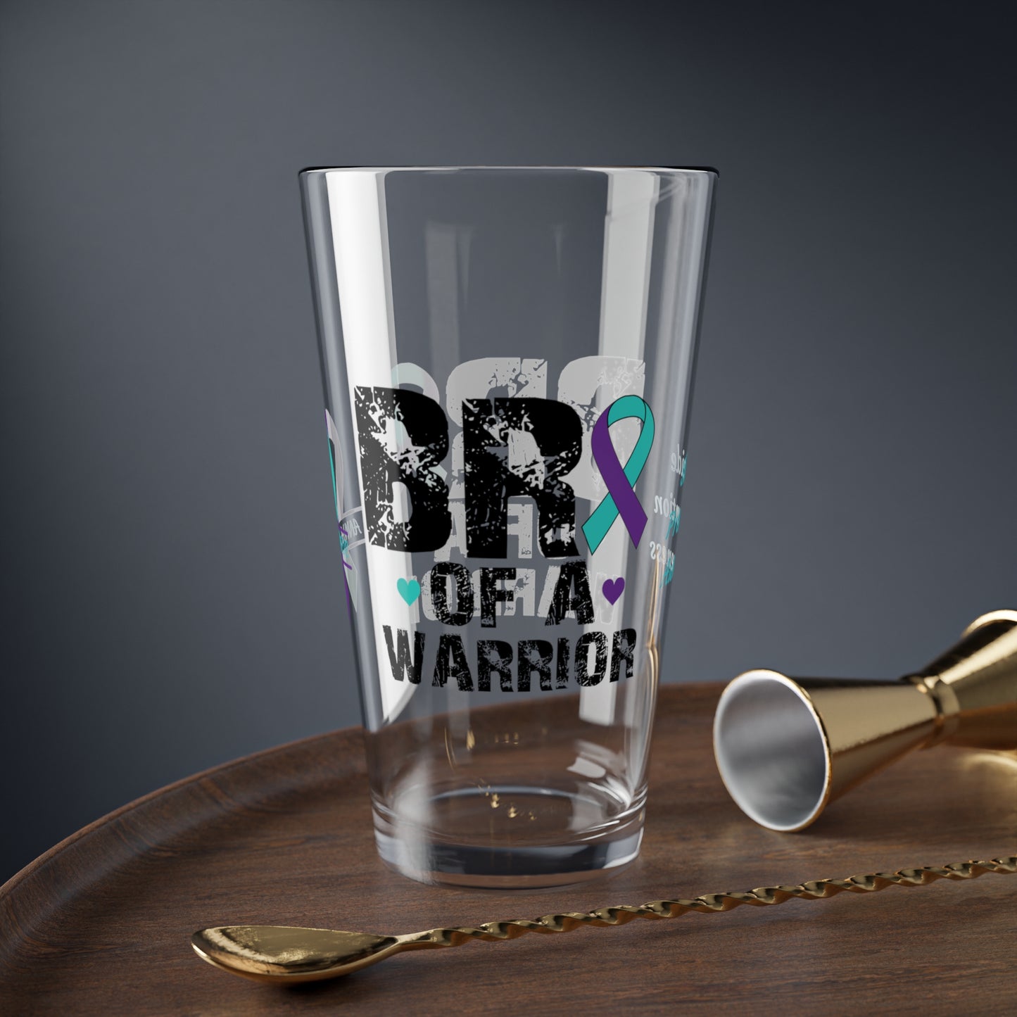Bro of a Warrior: Personalized Suicide Prevention Awareness Warrior Pint Glass - Proud Family Member