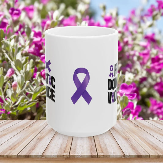 Shop our fu domestic violence ceramic mug 11oz 15oz featuring the 15oz style option from MySisterIsASurvivor.
